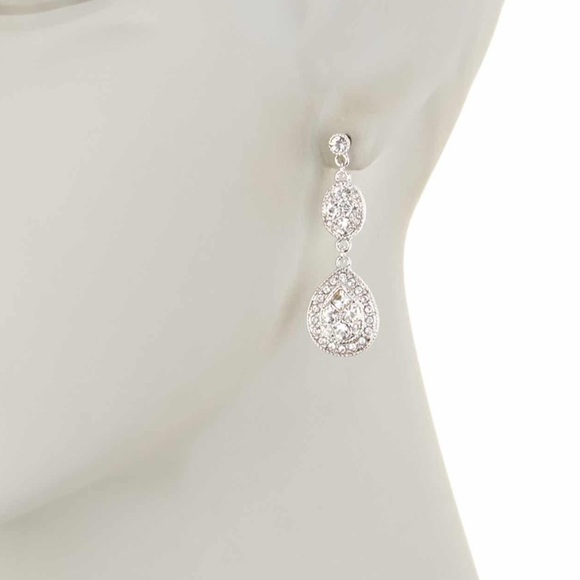 NWT Givenchy Silver Drop Hanging Crystal Earrings - Picture 2 of 7